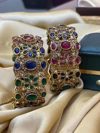 Multi Semi Precious Stones Work Bangles