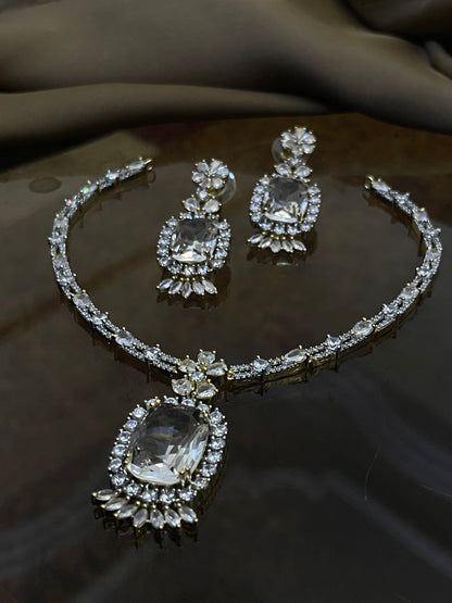 Zircon Stones Studded Necklace Set