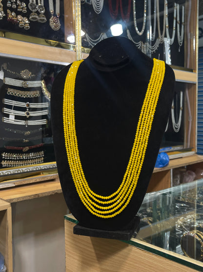 5 Layers Yellow Color Beads Mala Necklace | Traditional Yellow  Layered Mala | Jhaverys Jewel