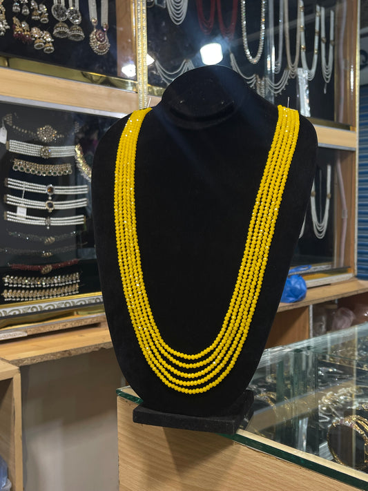 5 Layers Yellow Color Beads Mala Necklace | Traditional Yellow  Layered Mala | Jhaverys Jewel