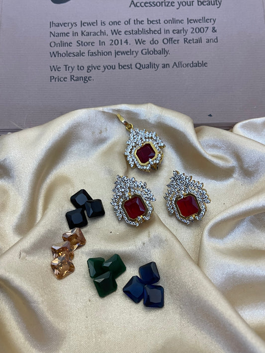 Changeable Stylish Wear Zircon Pendant Set