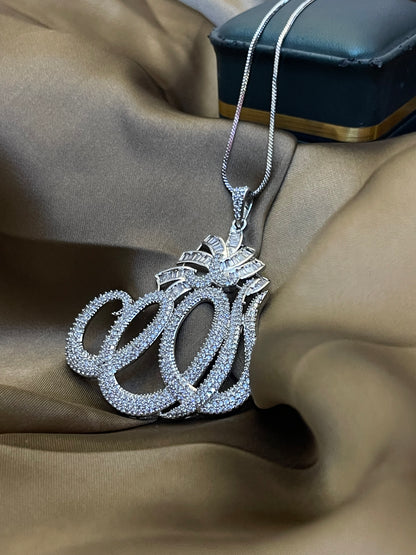 Allah Name Locket BIG Size Silver Polish