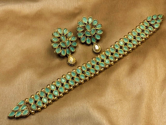 Kundan Stylish Mint Choker Set