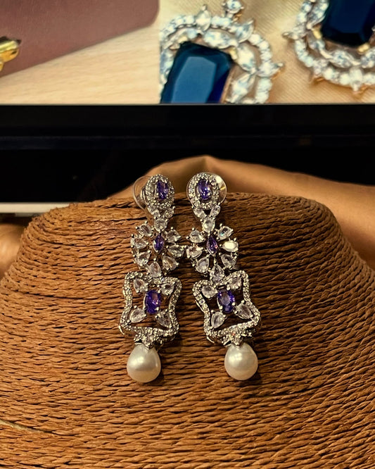 Zircon Earrings Purple