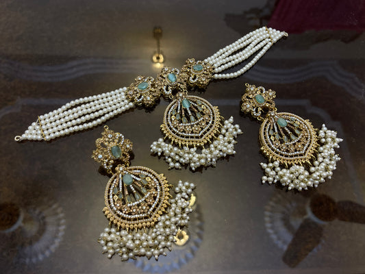 Mint Liza Traditional Big Choker Set