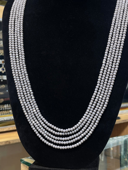 5 Layers Grey  Color Beads Mala Necklace | Traditional  Layered Mala | Jhaverys Jewel