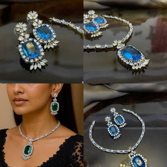 Zircon Stones Studded Necklace Set