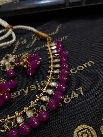 Kundan Palli Mehendi necklace set