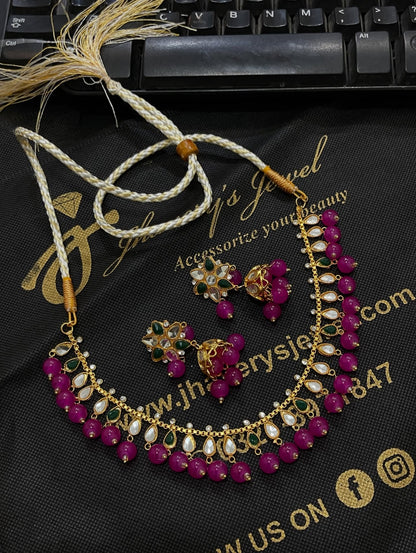Kundan Palli Mehendi necklace set