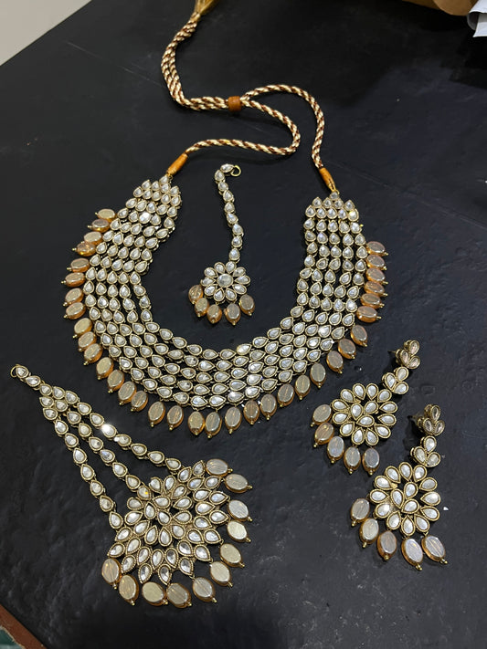 Kundan 5 Layers Designer Bridal Necklace Set