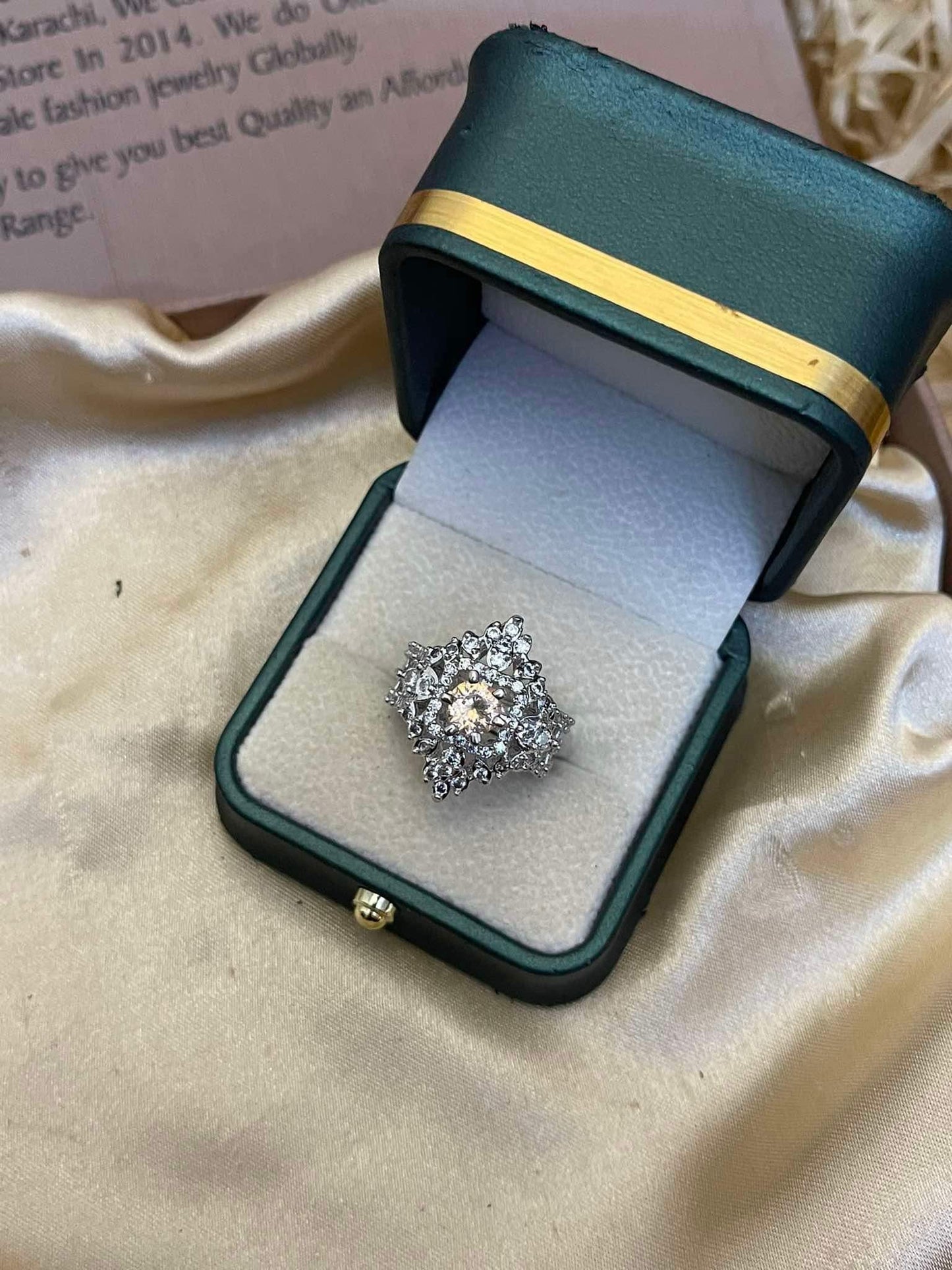 Zircon Ring Silver Rhodium