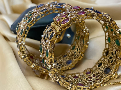 Multi Semi Precious Stones Work Bangles