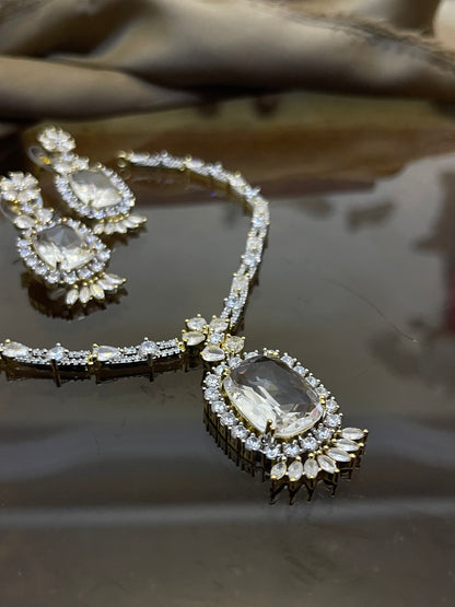 Zircon Stones Studded Necklace Set