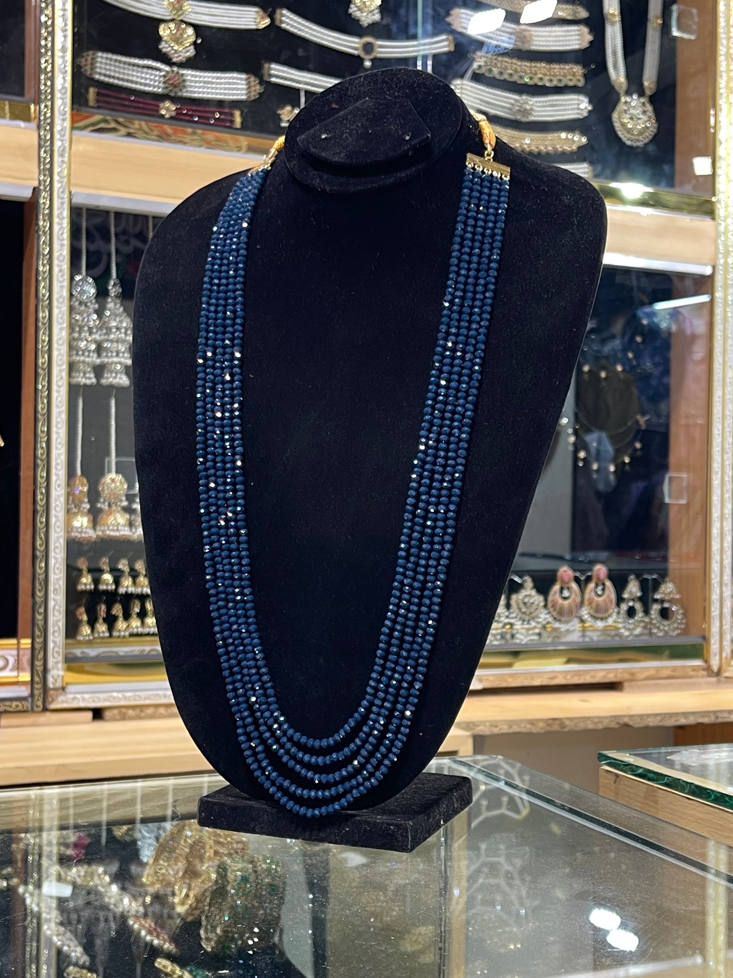 5 Layers Blue Sapphire  Color Beads Mala Necklace | Traditional  Layered Mala | Jhaverys Jewel
