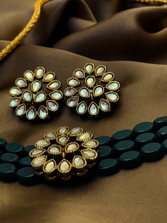 Kundan Stylih Wear Green Marian Choker set