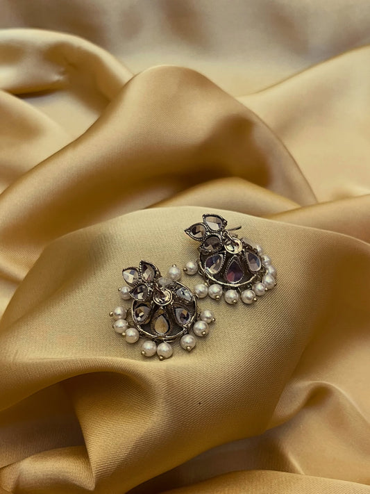Silver Kundan Stylish jhumka Casual wear
