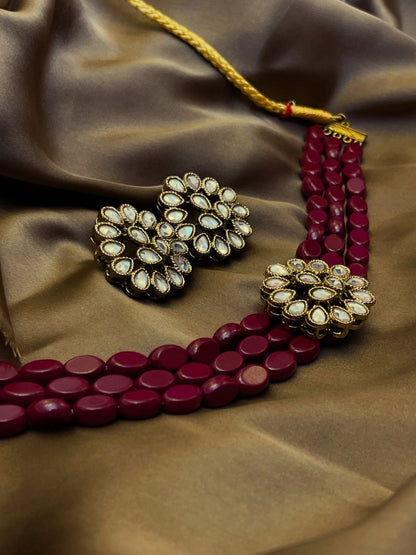 Kundan Stylih Wear Ruby Marian Choker set