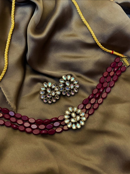 Kundan Stylih Wear Ruby Marian Choker set
