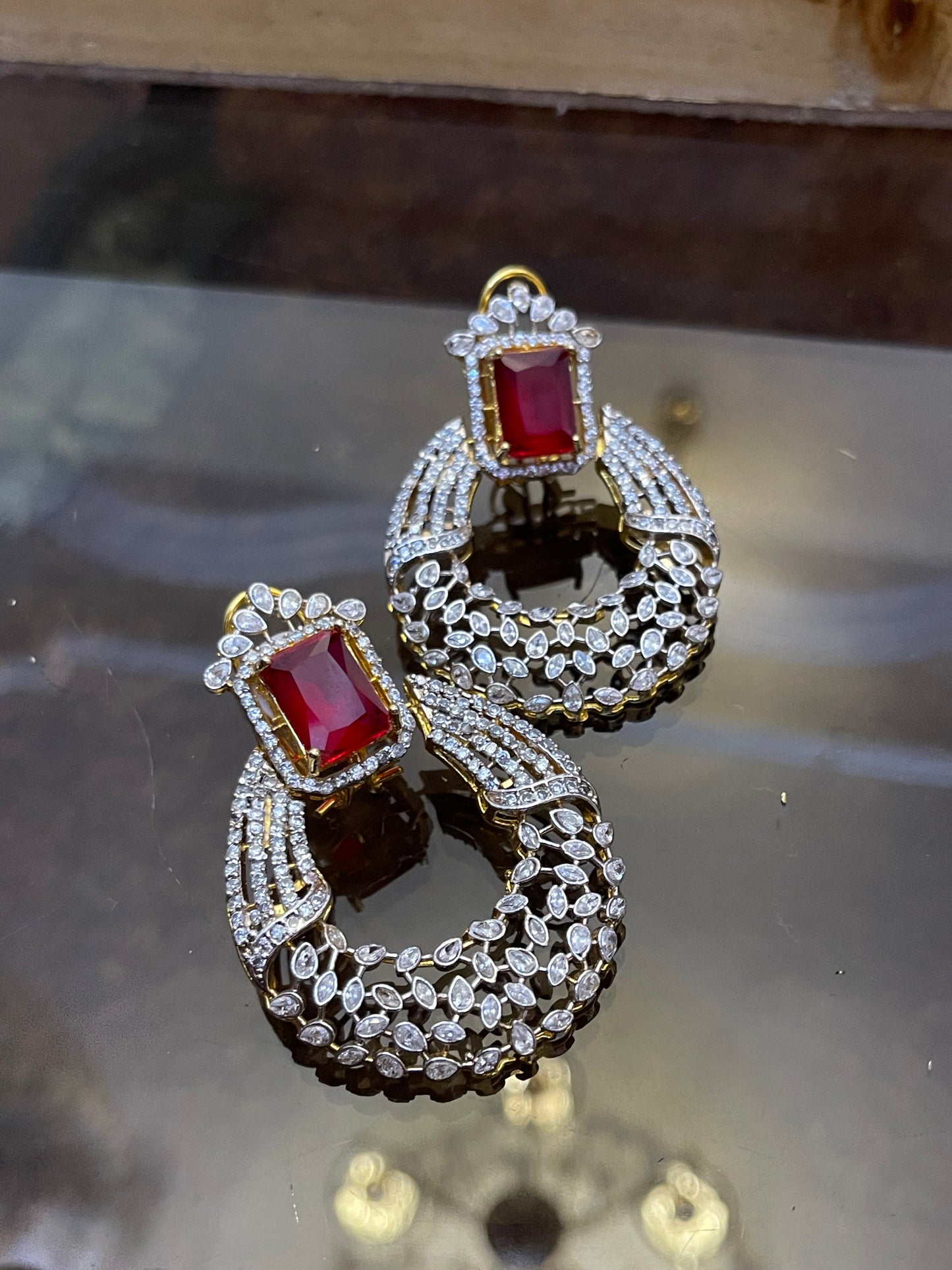 Zircon Diamond look Gold Plated Earrings