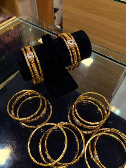 The Most Beautifull Wear 3 Pcs Bangles Set Trending Gold Plated,Bangles of Women