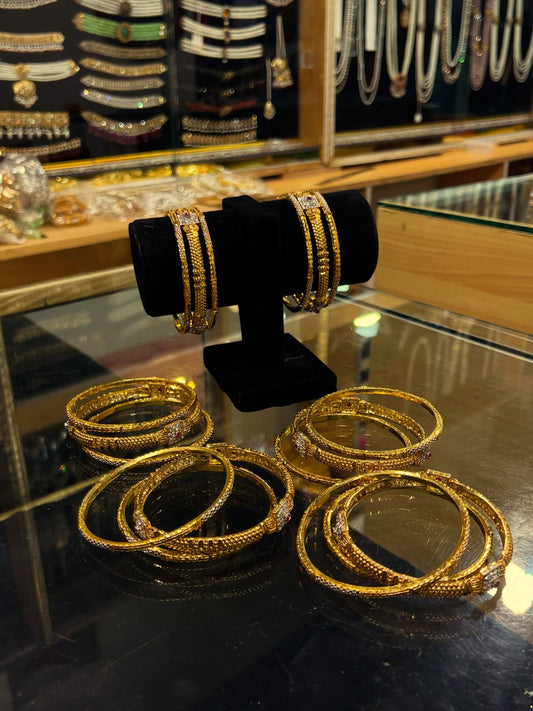 The Most Beautifull Wear 3 Pcs Bangles Set Trending Gold Plated,Bangles of Women