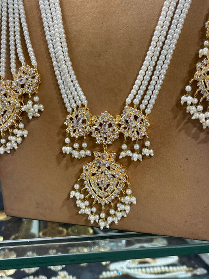 Bridal Pearls Work Necklace Set