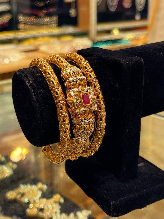 Pure Gold Plated,3PC Bangles Set