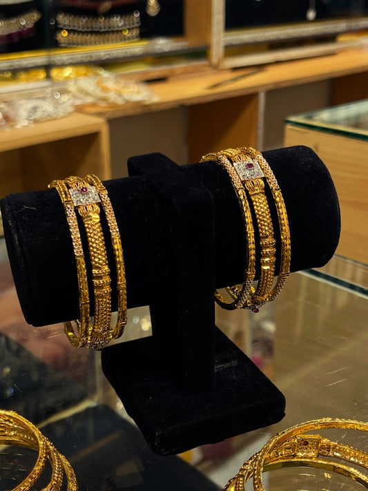 The Most Beautifull Wear 3 Pcs Bangles Set Trending Gold Plated,Bangles of Women
