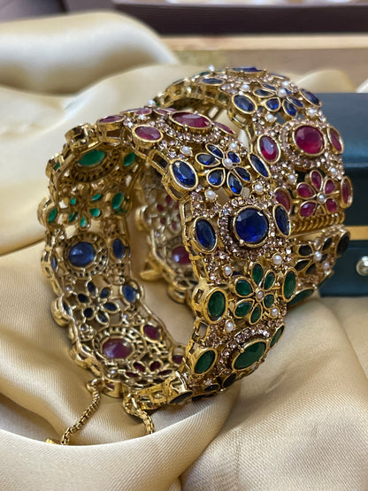 Multi Semi Precious Stones Work Bangles