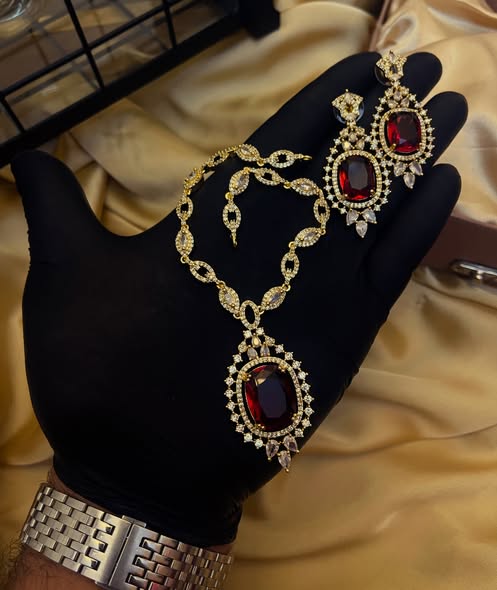 Pure Gold Plated,Beautifull Wear Jarao Zircon Ad Necklace Set With All Coloure Range