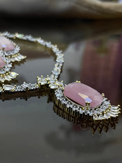 Zircon Stones Studded Necklace Set