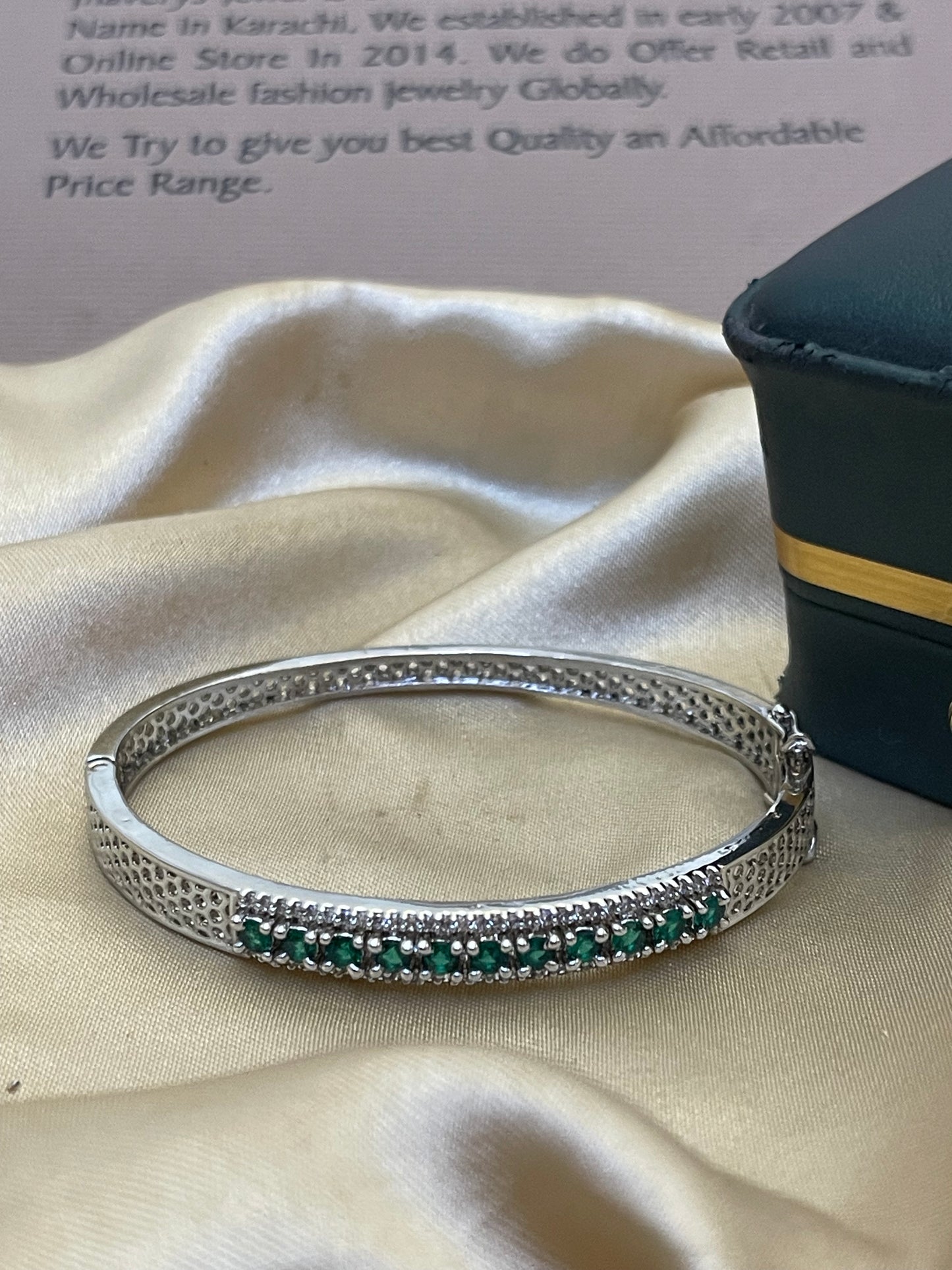Silver Zircon Stones Studded Bracelete