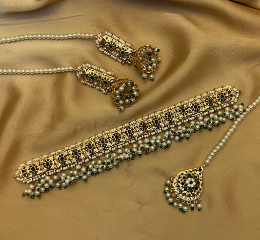 Traditional Hyderabadi Green Choker Set | Bridal & Wedding Jewellery | Jhaverys Jewellery