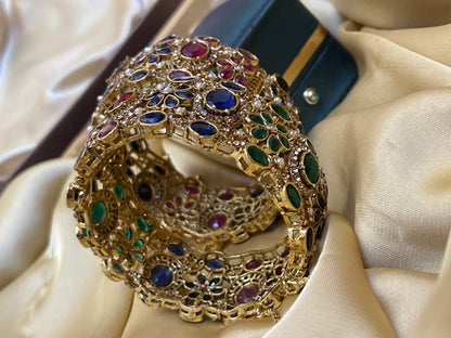 Multi Semi Precious Stones Work Bangles