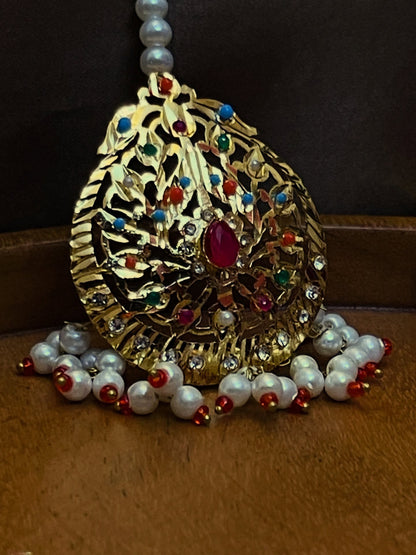 Hyderabadi Designer Wear Stylish Necklace Set with Jhumar