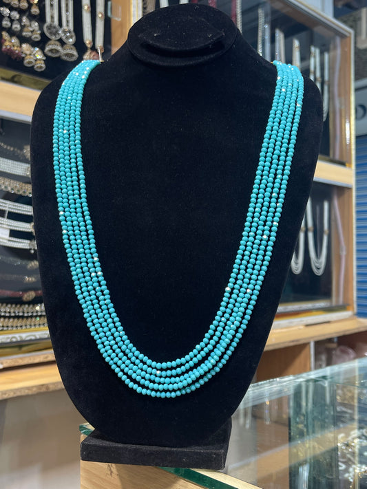 5 Layers Feroza Color Beads Mala Necklace | Traditional Ruby & Green Layered Mala | Jhaverys Jewel