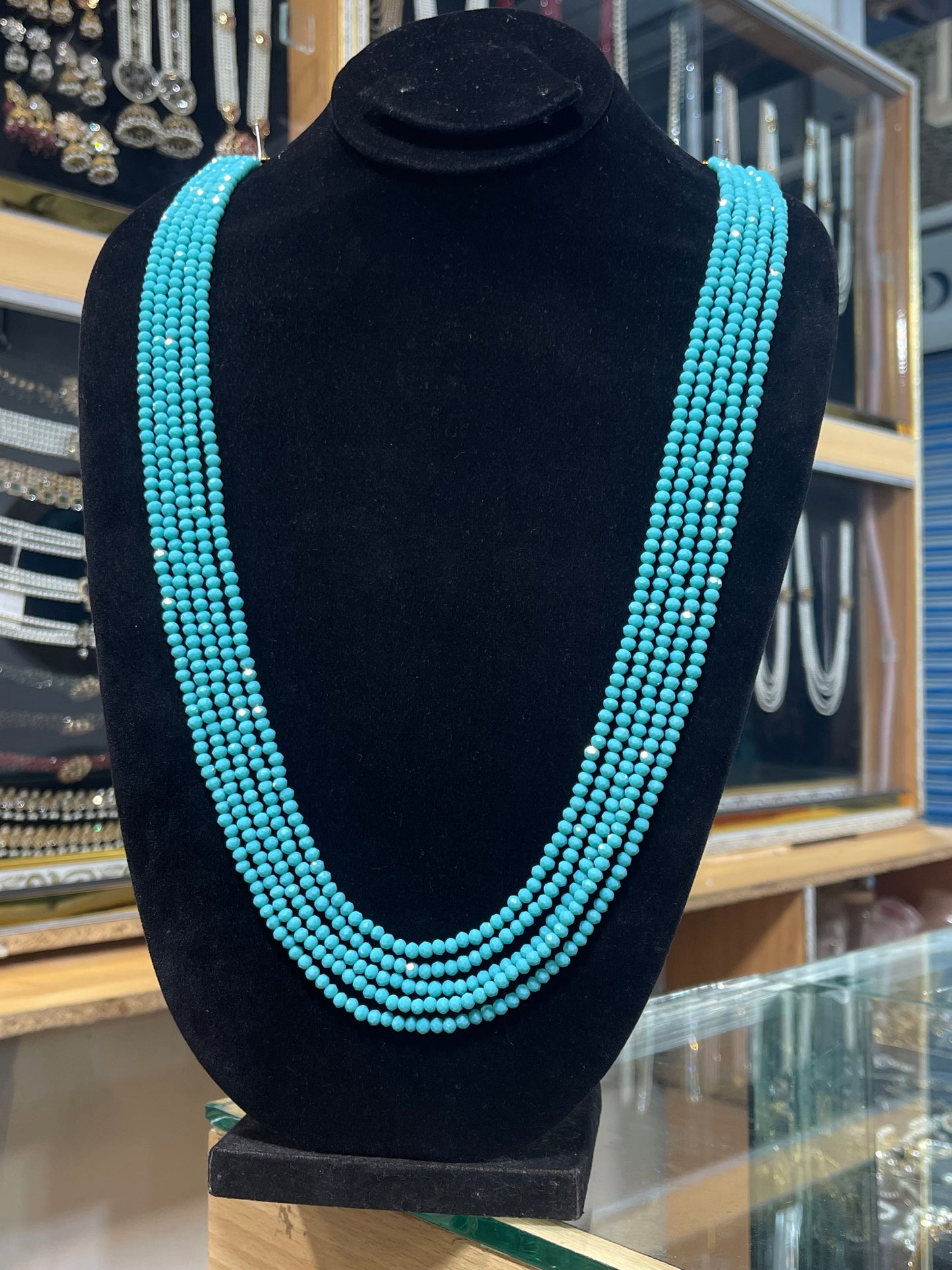 5 Layers Feroza Color Beads Mala Necklace | Traditional Ruby & Green Layered Mala | Jhaverys Jewel