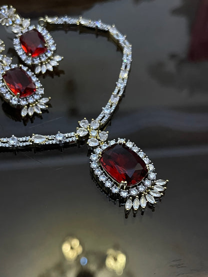 Zircon Studded Necklace Set