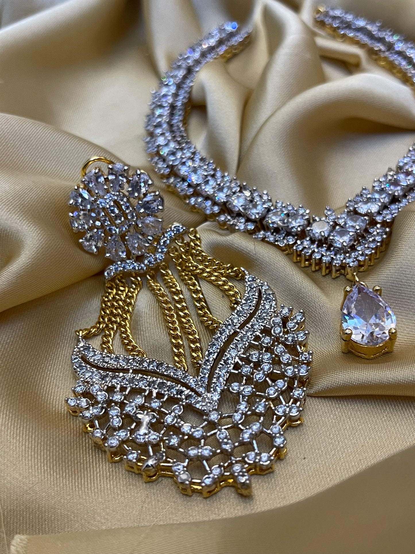 Zircon Necklace Set 22KT Gold Plated