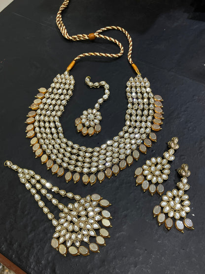 Kundan 5 Layers Designer Bridal Necklace Set