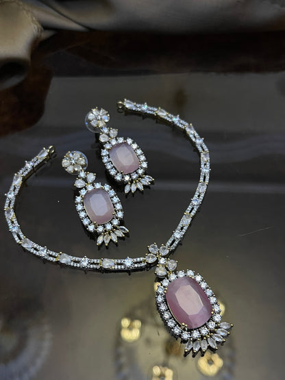 Zircon Stones Studded Necklace Set