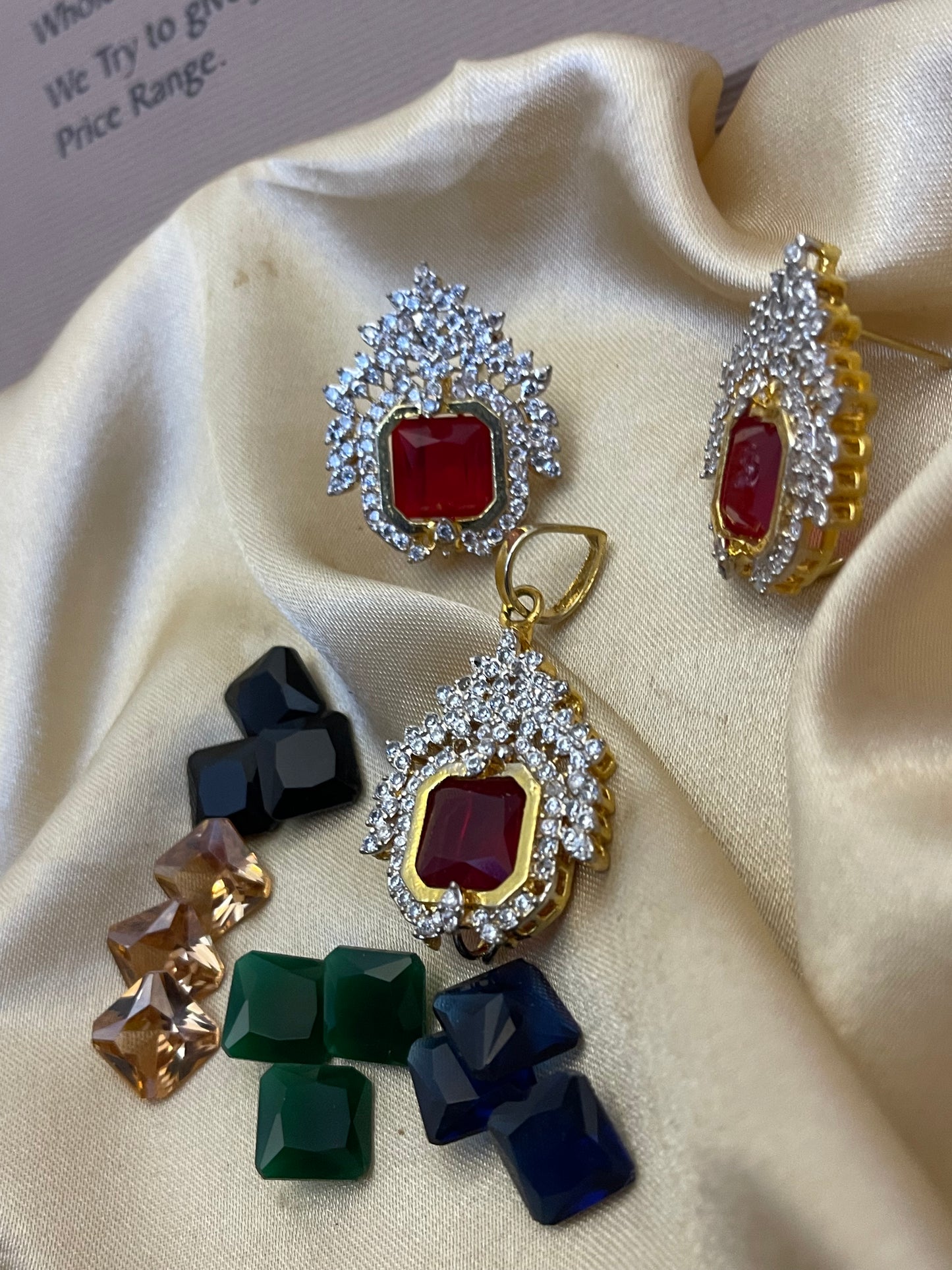 Changeable Stylish Wear Zircon Pendant Set