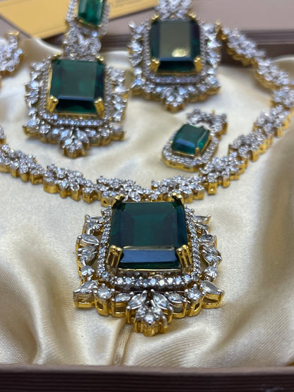 Zircon 22KT Gold Plated Bridal Set