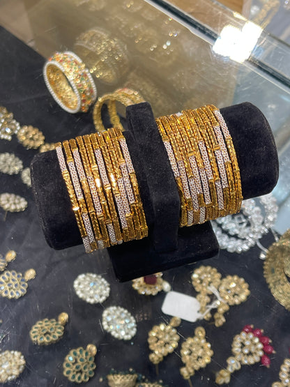 24KT Gold Plated Bangles 2 Pcs Set | Elegant Women's Bangles | Jhaverys Jewel