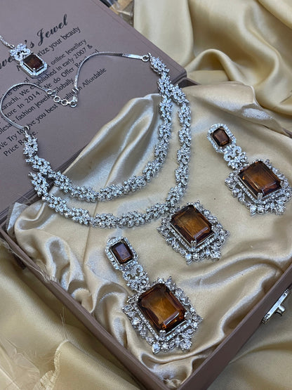 Silver Double Layer Bridal Set