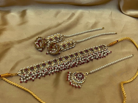 Traditional Hyderabadi Ruby Choker Set | Bridal & Wedding Jewellery | Jhaverys Jewellery