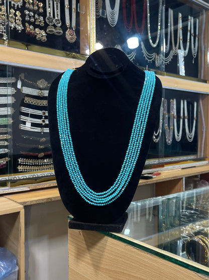5 Layers Feroza Color Beads Mala Necklace | Traditional Ruby & Green Layered Mala | Jhaverys Jewel