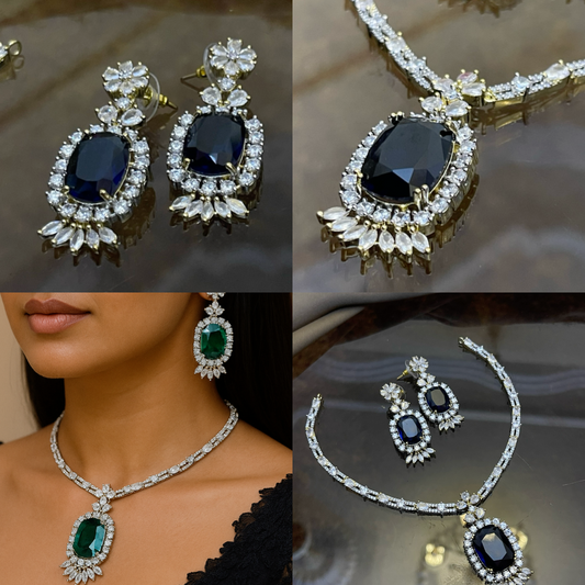Zircon Stones Studded Necklace Set