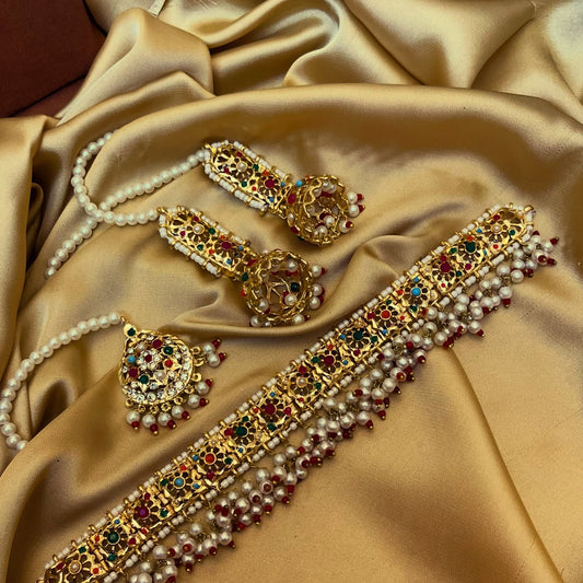 Traditional Hyderabadi Multi  Choker Set | Bridal & Wedding Jewellery | Jhaverys Jewellery