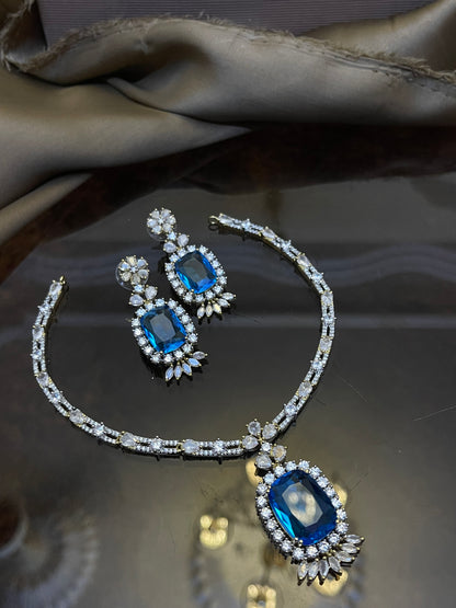 Zircon Stones Studded Necklace Set